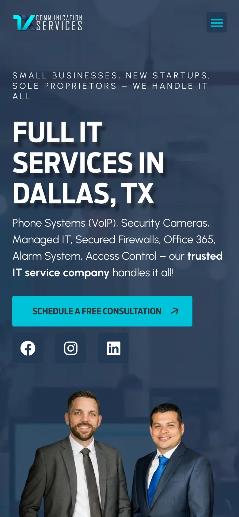TX Computing mobile homepage
